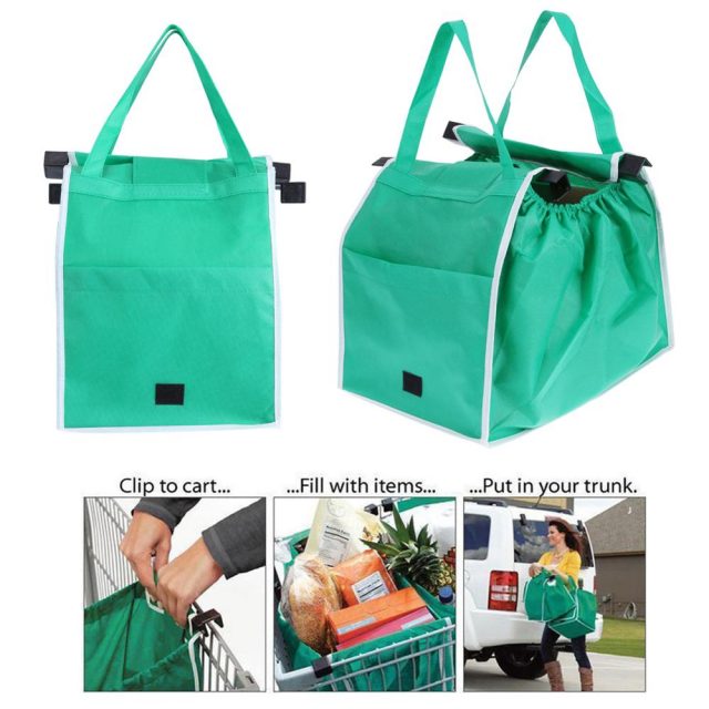 Clip-To-Cart Foldable Shopping Handbags
