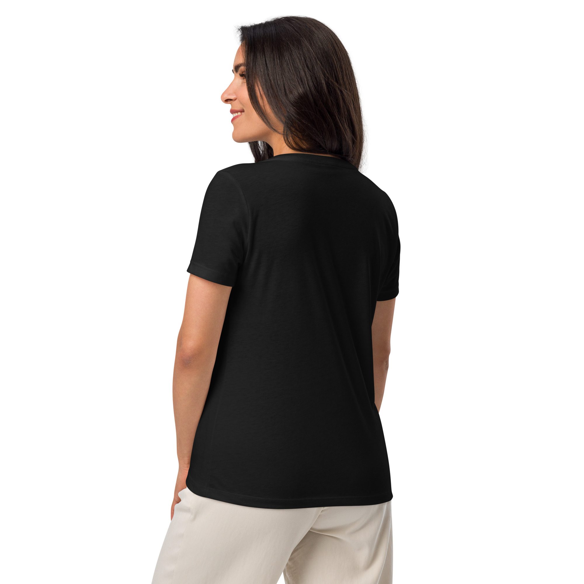 womens relaxed v neck t shirt solid black blend back 66a7ec38d0302
